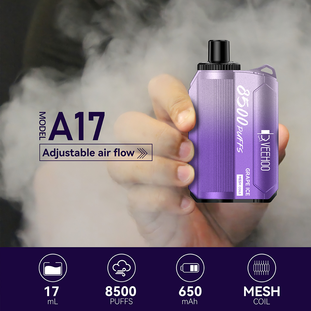A17 8500 Puffs Adjustable Airflow Disposable High-Capacity vape